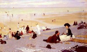 Sur Les Galets (On the Shingle) (or Le Treport) by Albert Aublet