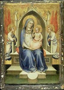 Madonna Enthroned between Two Adoring Angels by Fra Angelico (Guido di Pietro)
