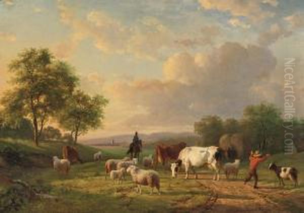 Herding The Cattle At Dusk - view 1