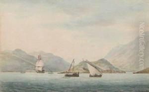 Coastal Boat Traffic At Entrance To Vigo Spain by Lieutenant George Edward Alexander Tobin