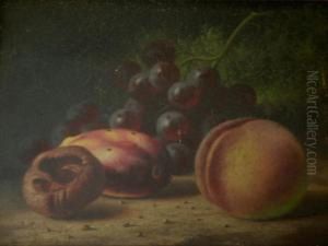A Peach And Grapes With Other Fruits by Henry George Todd