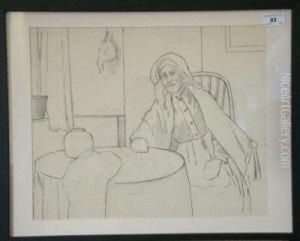 Woman At A Table. by Ralph Todd