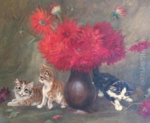 Kittens At Play by Albert Toefaerts