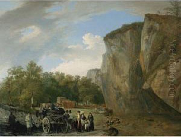 Autumn Landscape With Figures In Front Of Rocks - view 1