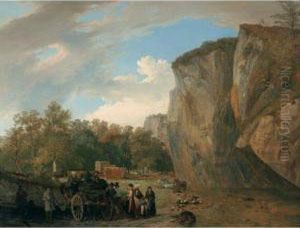Paysage Automnal Avec Des Figures Devant Des Rochers by Wolfgang-Adam Toepffer