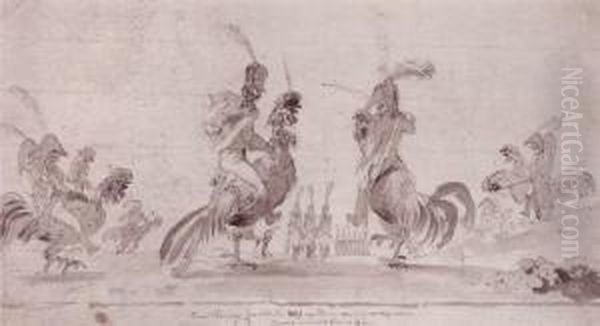 Officiers Montes Sur Des Coqs - view 1
