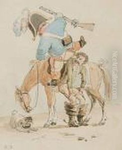 Homme Au Chapeau, Soldat Se Hissant Sur Son Cheval Homme Au Chapeau, Soldat Se Hissant Sur Son Cheval