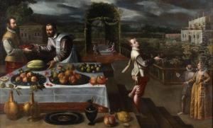 Scene De Banquet Dans Le Parc D'une Villa by Lodovico Pozzoserrato (see Toeput, Lodewijk)