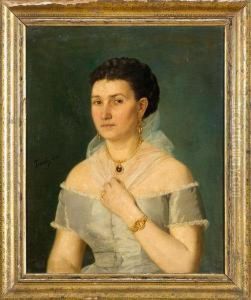 Ritratto Di Gentildonna In Seta Con Velina E Gioie
