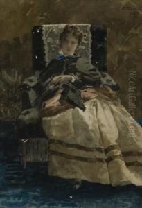 Ragazza In Interno by Edoardo Tofano