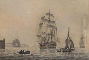 An English man-o'war leaving port by Samuel Atkins