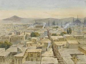 View Of Damascus From The Minaret At Theeastern Gate (bab Al-sharqi), Mount Hermon In The Distance