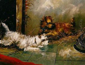 Terriers Playing by George Armfield