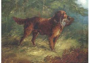A gundog with a grouse by George Armfield