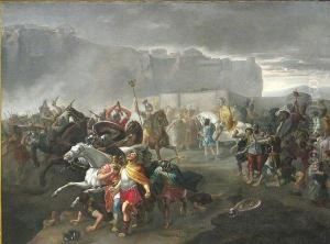 A Battle Scene With Classical Figures by Domenico Tojetti
