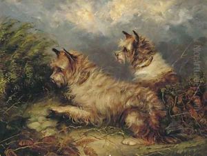 Terriers at a rabbit hole by George Armfield