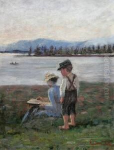 Ritande Kvinna Och Gosse by Emma Toll