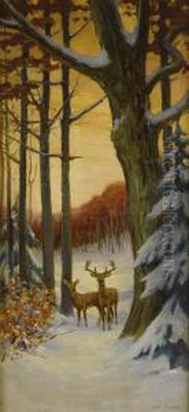 Deer In A Winter Forest - view 1