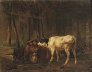 Cattle In The Stable by Jan Bedijs Tom