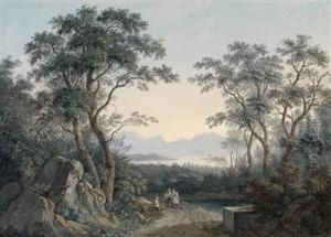 A Landscapewith A View From A Little Wood To A Lake by Matthias Rudolf Toma