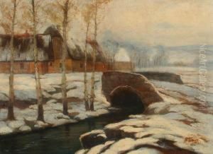 Landschaft Mit Steinbrucke Uber Einen Bachlauf by Frantisek Toman