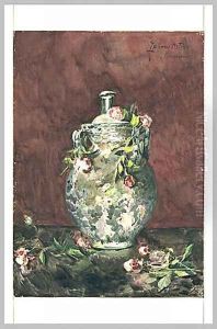 Roses carelessly thrown on a vase by Zacharie Astruc
