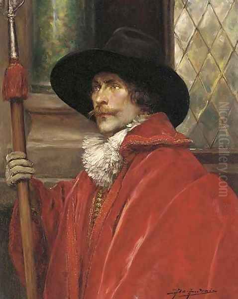 A cavalier holding a halberd - view 1