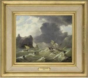 Schooner Floundering Off The Headland