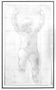 A putto in flight raising a tabula above his head by Cherubino Alberti