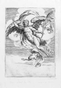 Winged Genius gesturing and holding a Palm Branch by Cherubino Alberti