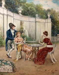 A Game Of Cards In The Garden by Casimiro Tomba Aldini