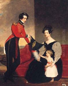 Group Portrait Of An Officer With His Wife And Daughte