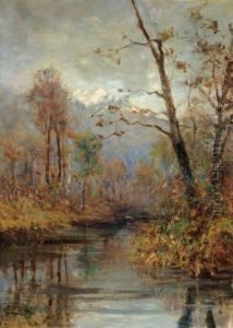 Paesaggio Con Fiume by Achille Tominetti