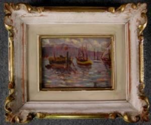 Marina Con Barche by Achille Tominetti