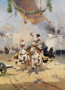 Das Biga-rennen In Der Romischen Arena by Alfredo Tominz