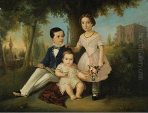 Ritratto Della Famiglia Vivante Nel Paesaggio by Augusto Tominz