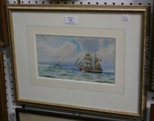 Seascape With Sailing And Steam Ships by William Stephen Tomkin