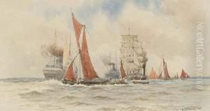 Shipping In An Estuary by William Stephen Tomkin