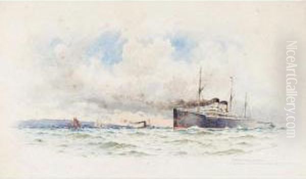White Star Liner Entering The Mersey; Outward Bound, Fishing Boats Off Folkstone - view 1