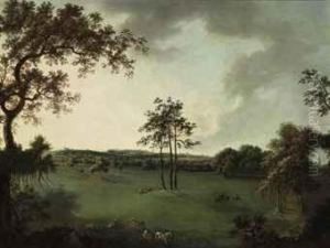 A View In Leicestershire With A Church, Possibly Melton Mowbray, Inthe Distance by William Tomkins