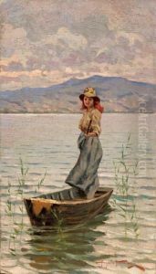 Ragazza A Torre Del Lago by Angiolo Tommasi
