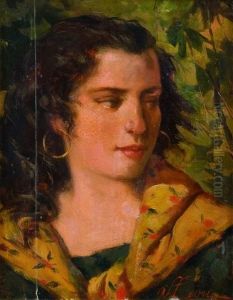 Ritratto Di Donna Con Scialle by Ludovico Tommasi