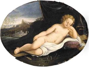 The sleeping Christ Child with the instruments of the Passion by Francesco Albani