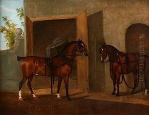 Portrait D'actios Et De Spring Devant Leurs Boxes by Clifton Tomson