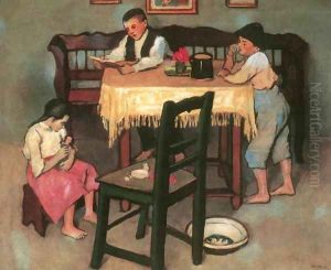 Peasant Room with Three Childrem 1907 by De Lorme and Ludolf De Jongh Anthonie