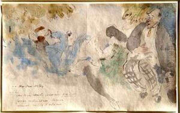 A Comical Erotic Sketch With French Inscription - view 1