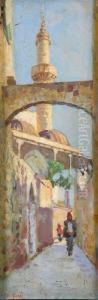 Strada Di Citta Orientale Con Minareto by Egidio Tonti