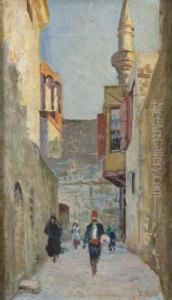 Strade Di Citta Orientali Con Minareto