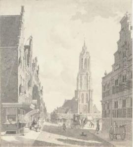 A View From The Marketplace With The Nieuwekerk In Delft by Gerrit Toorenburg
