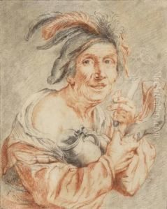 Homme Au Pichet Et Au Jambon